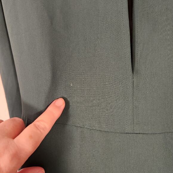 H&M Green High Neck Unlined Pin Tuck Gremlincore Goblincore Twee Womens 2 NEW - Picture 11 of 12